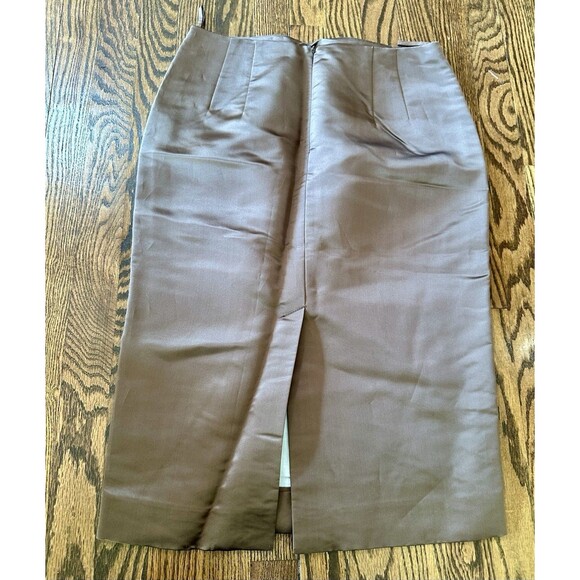 J Crew Brown 100% Silk Pencil Skirt‎ Lined Preppy Glam Party Office Academia 10 - Picture 5 of 6